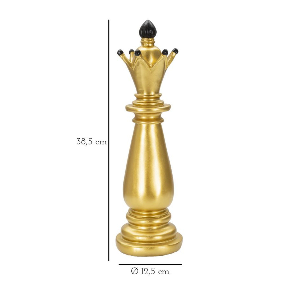 Statuetta Decorativa Alfiere Scacchi Oro e Nero Ø12,5 x H38,5 cm