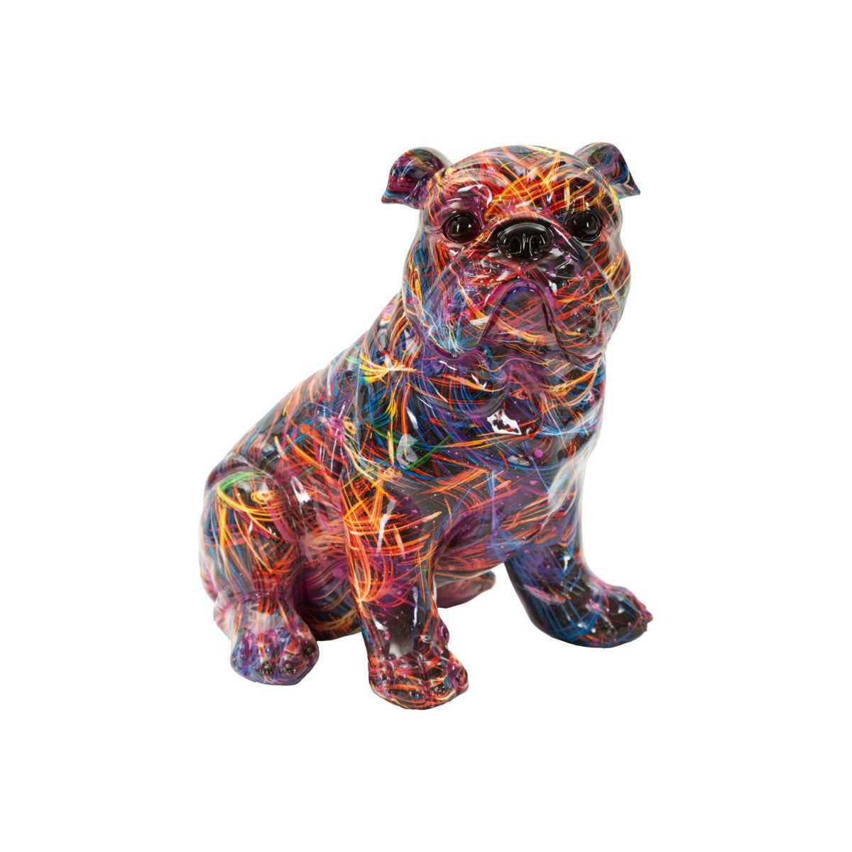 Scultura Bulldog Psyco Multicolore 21,5x15,5x21cm in Resina Design Pop
