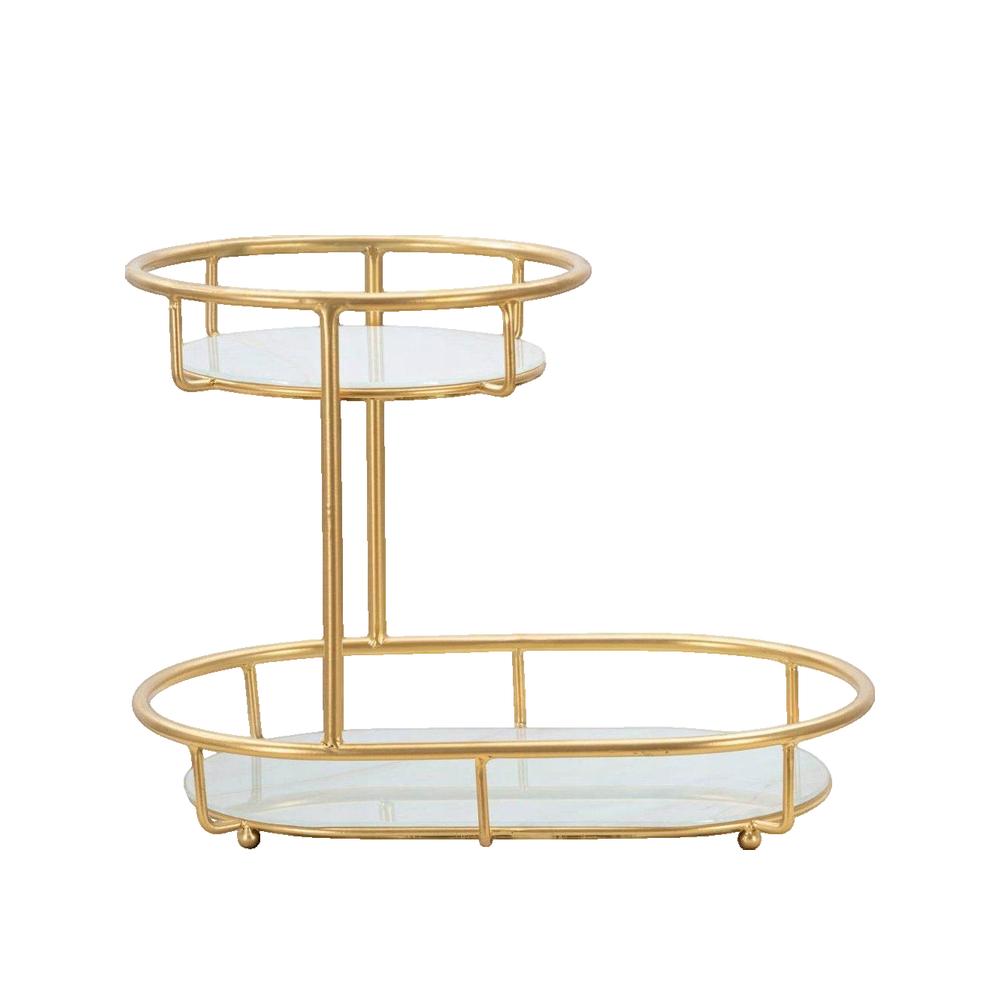 Svuotatasche 2 Levels Oro 36x22,5x27 cm in Ferro e Vetro a Specchio