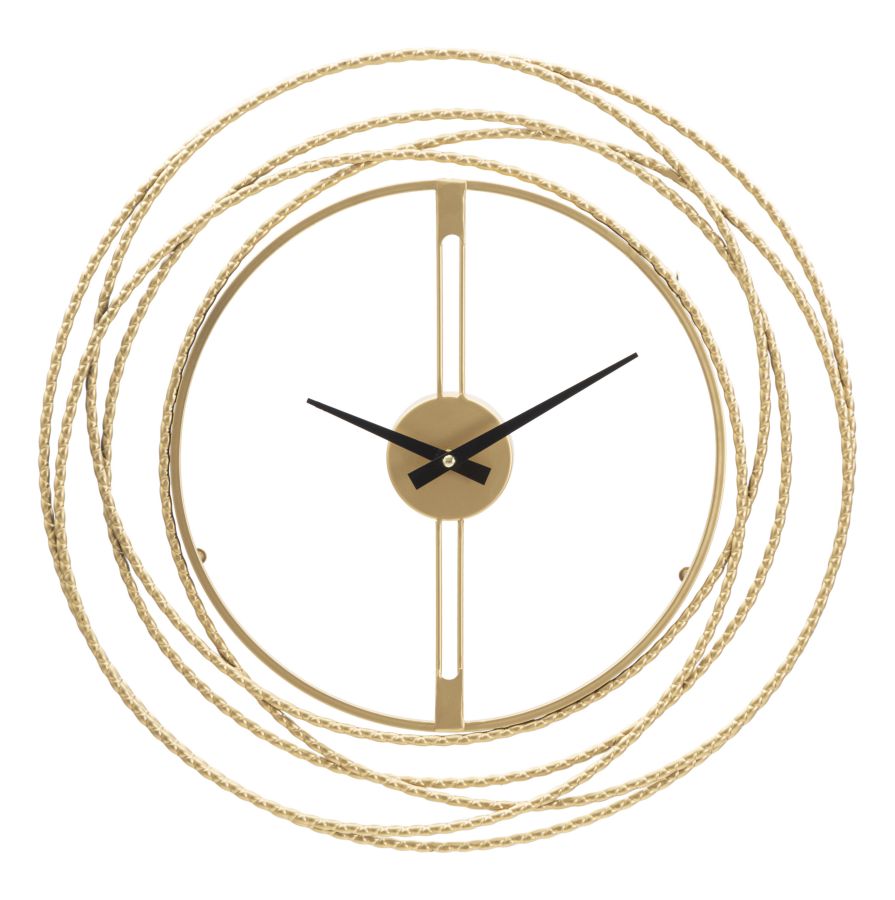 Orologio da Parete Gold Strips Ø50 cm Oro Design a Cerchi Intrecciati