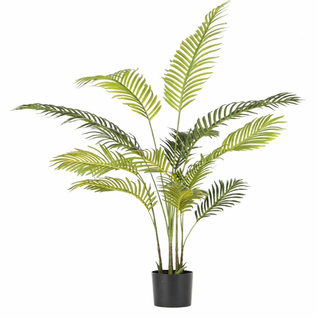 Pianta Artificiale Kenzia 120 cm con Vaso 14 Foglie Decorative