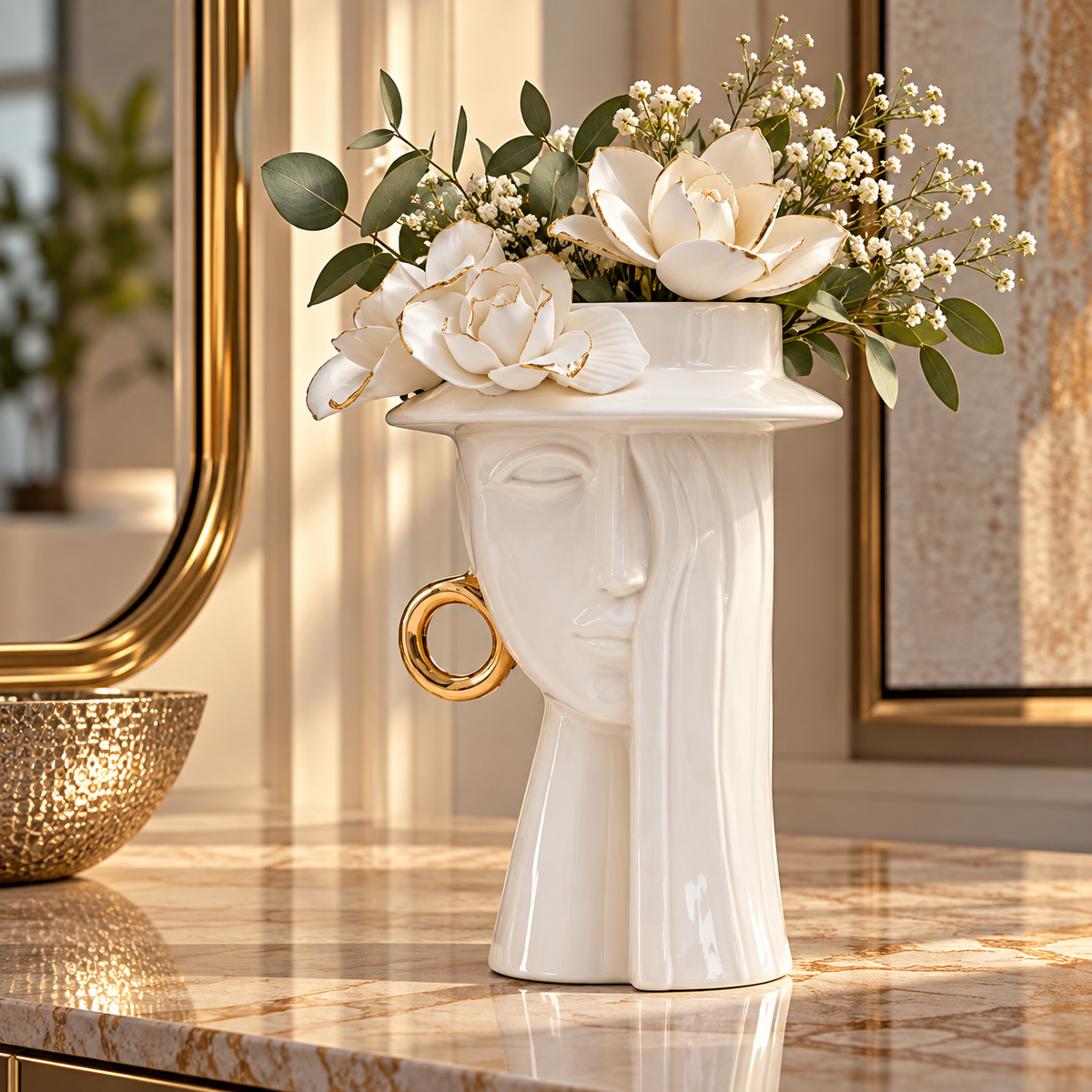 Vaso Decorativo Woman Elegant in Porcellana Bianca H23,5 cm
