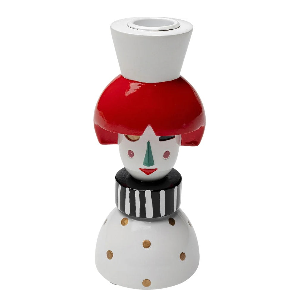 Portacandela Decorativo Dama Madame Dots Colorata 16cm in Poliresina