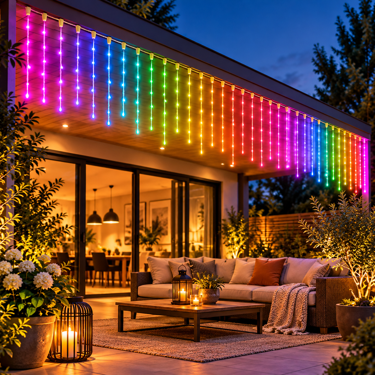 Tenda Luminosa Smart RGB 400 LED 4x1 m con App e Telecomando IP44