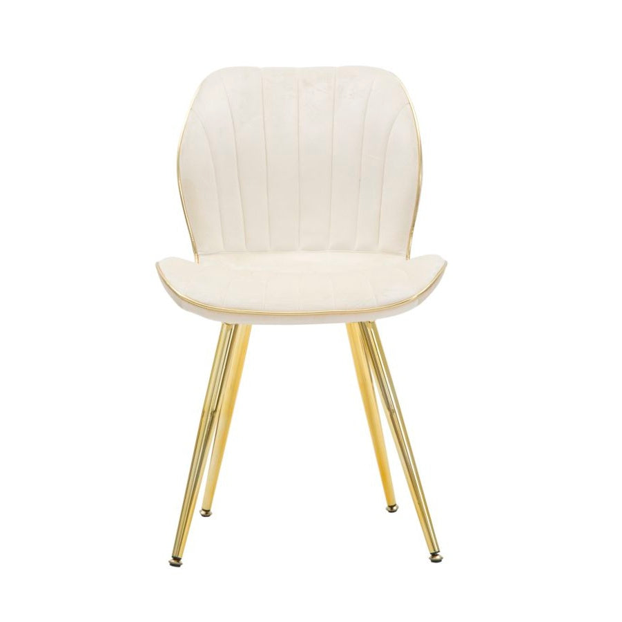 Set 2 Sedie Paris Space Crema e Oro 46x58x77 cm in Velluto Sintetico