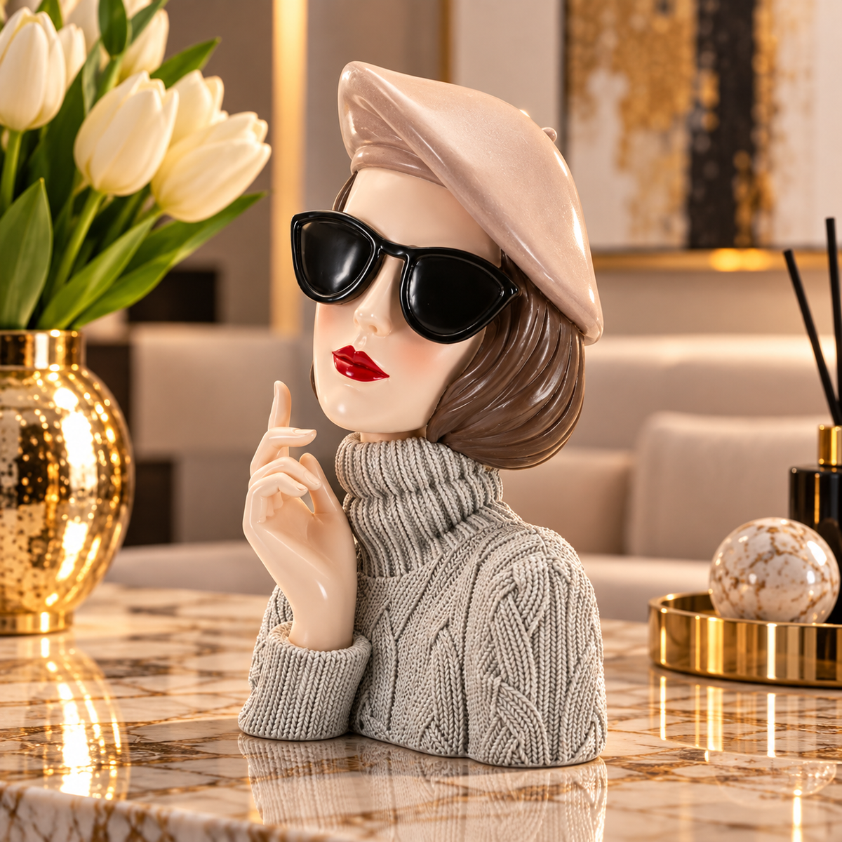 Scultura Decorativa Donna Paris B 18,5x14x26 cm in Poliresina