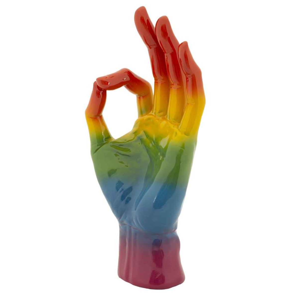 Mano Rainbow OK 16x10,5x36 cm Scultura Decorativa Multicolore in Poliresina