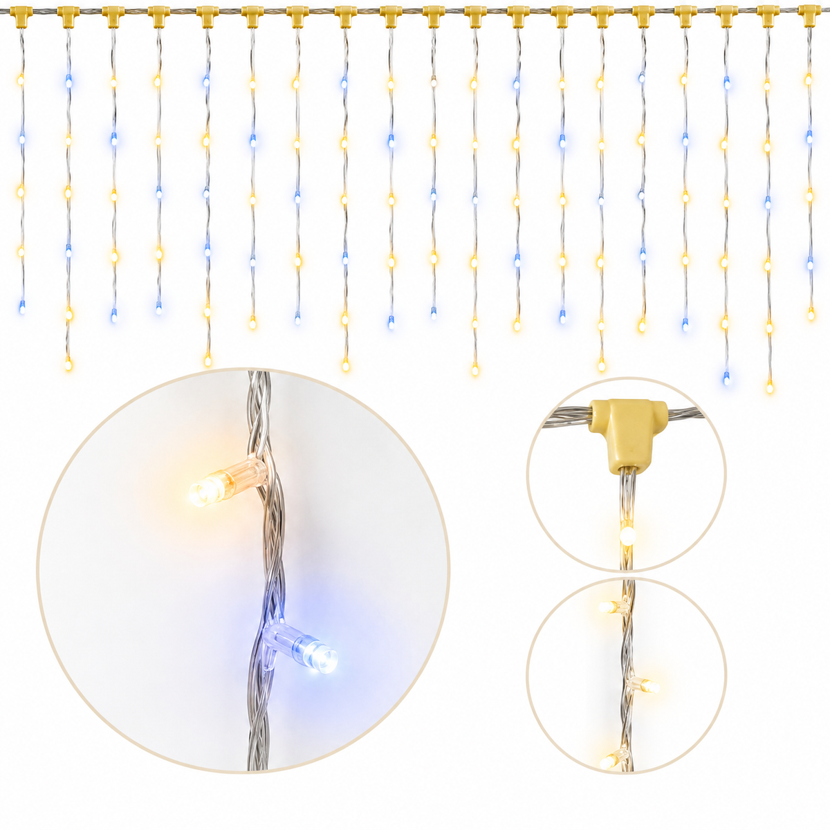 Tenda Luminosa Programmabile 128 LED 3,5x0,8 m Bianco Caldo e Freddo IP44