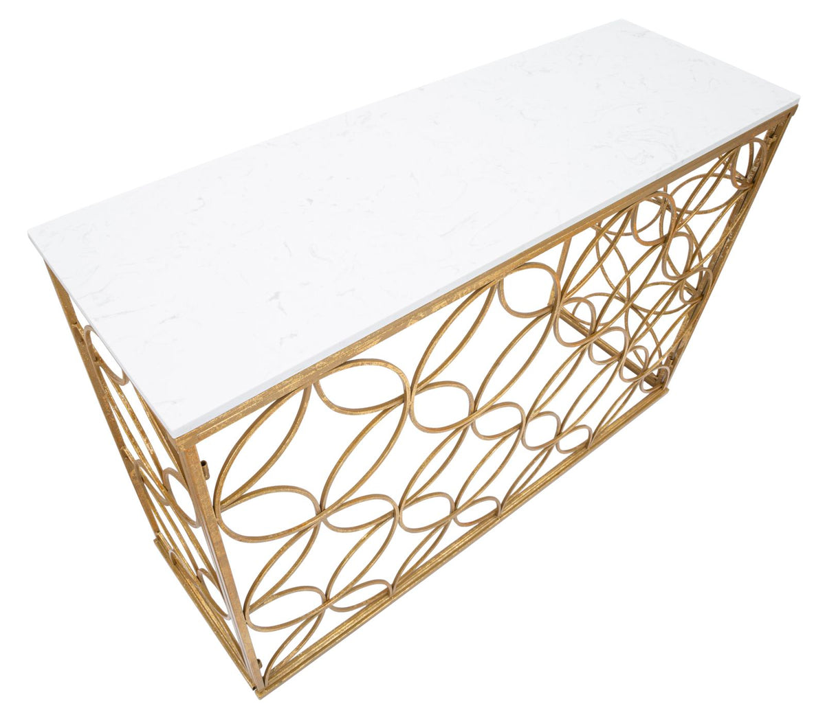 Console Star in Metallo Oro e Marmo Bianco 120 x 40 x H80 cm