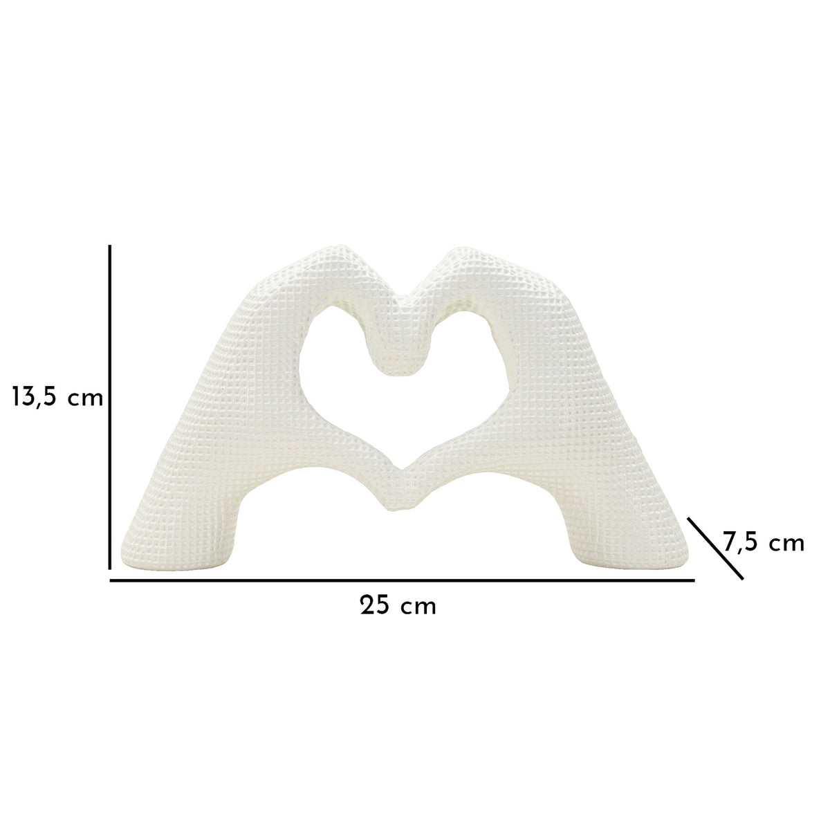 Scultura Lover White in Resina Bianca 25 cm Mani a Cuore Design Moderno