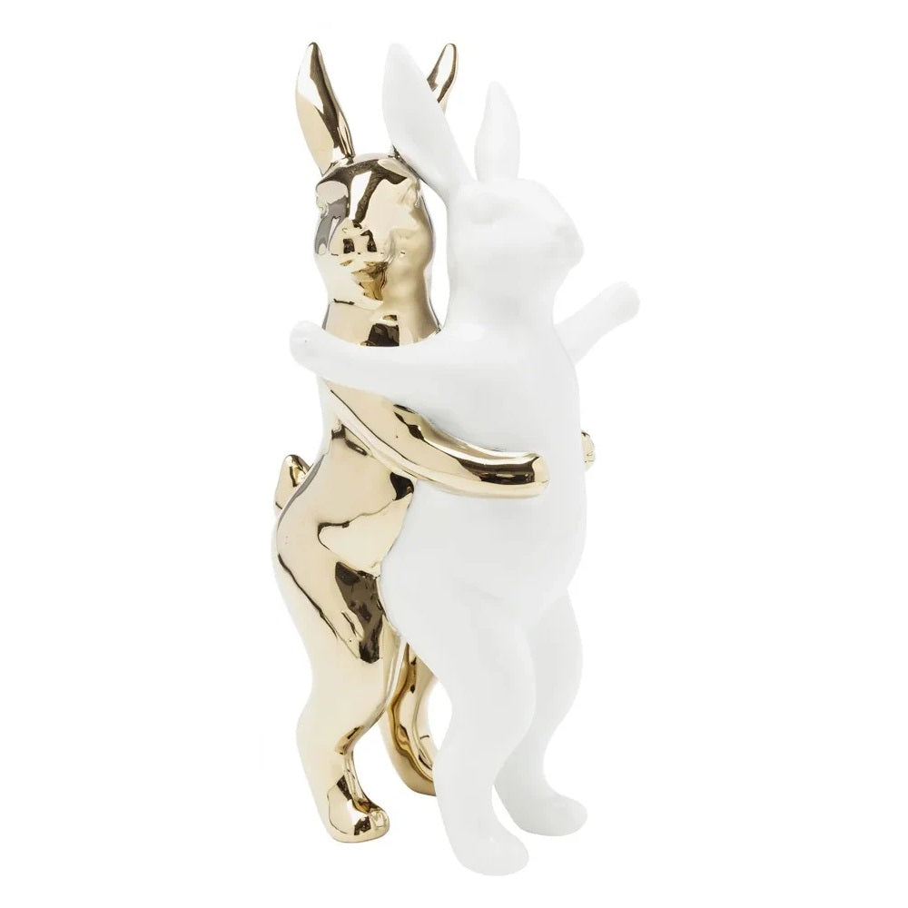 Statuetta Decorativa Hugging Rabbits Coppia di Conigli Abbracciati