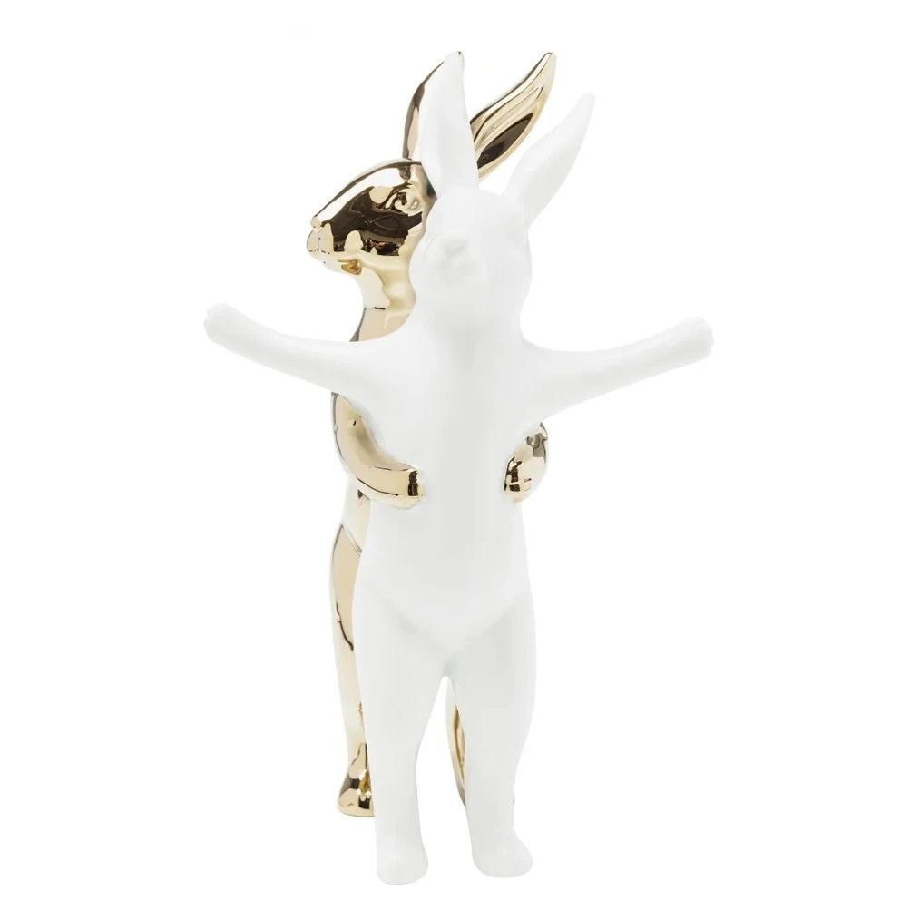 Statuetta Decorativa Hugging Rabbits Coppia di Conigli Abbracciati