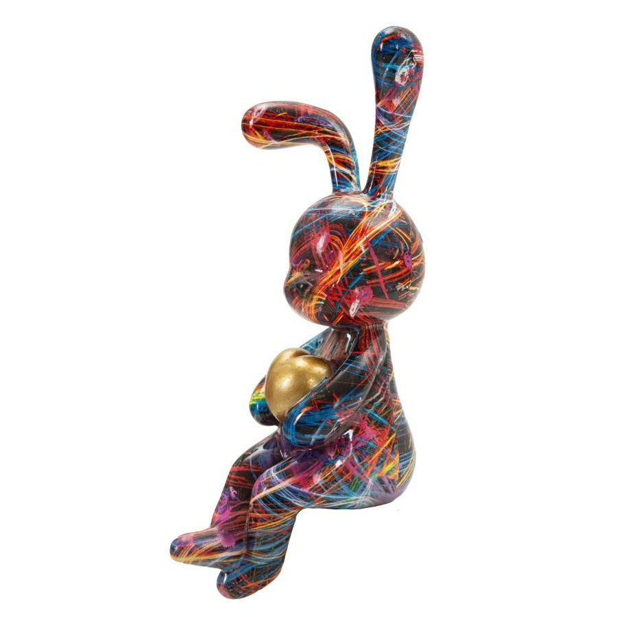 Coniglietto Psyco A 8x10x23 cm Scultura Decorativa Multicolore in Poliresina