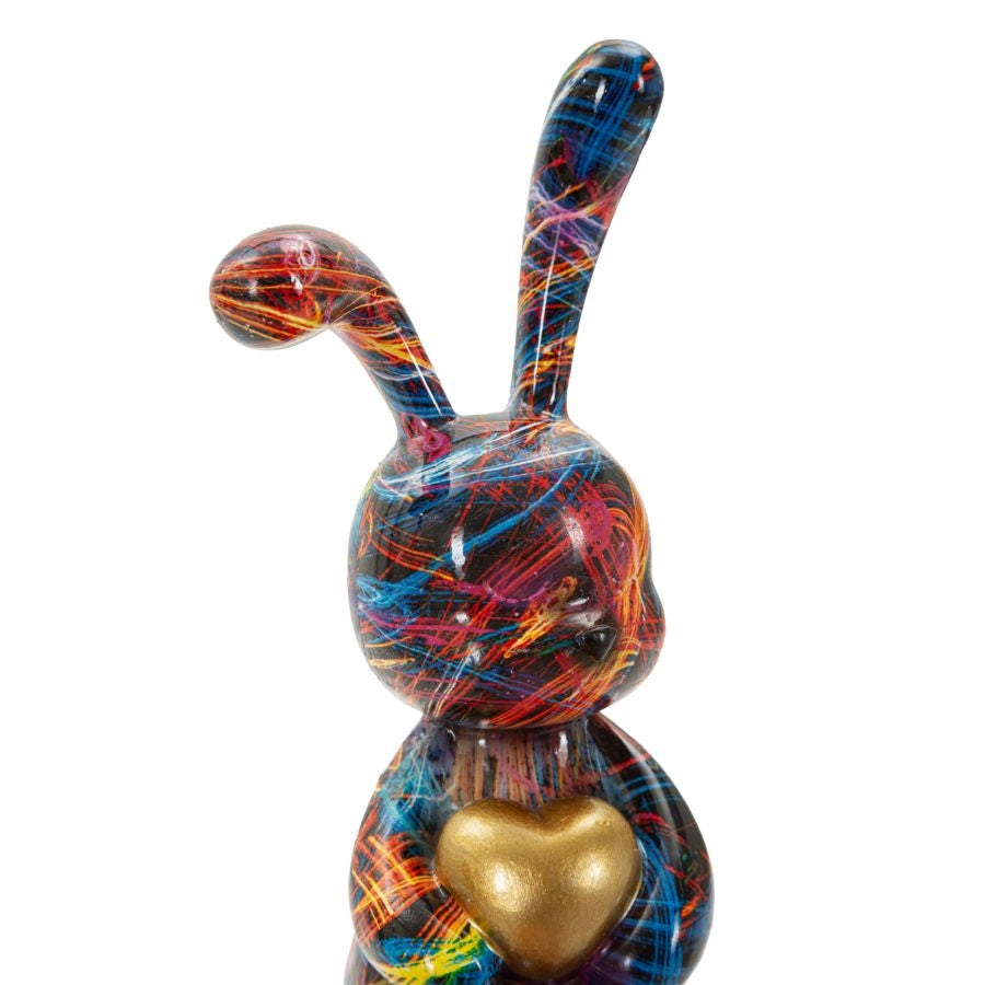 Coniglietto Psyco A 8x10x23 cm Scultura Decorativa Multicolore in Poliresina