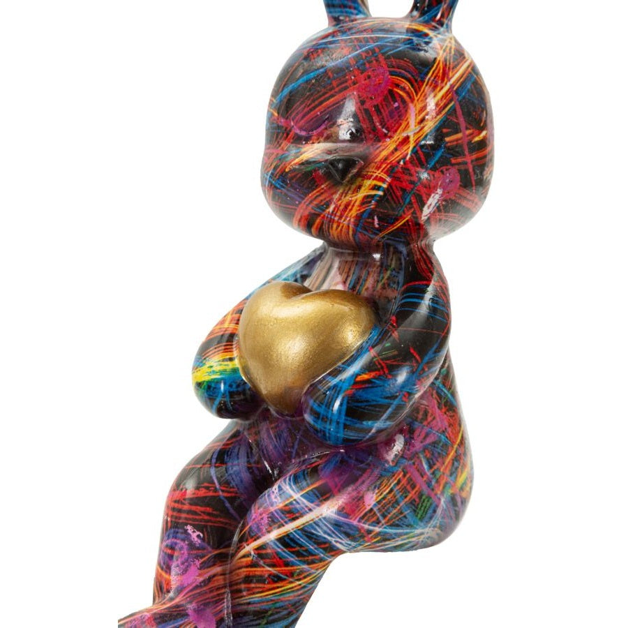 Coniglietto Psyco A 8x10x23 cm Scultura Decorativa Multicolore in Poliresina