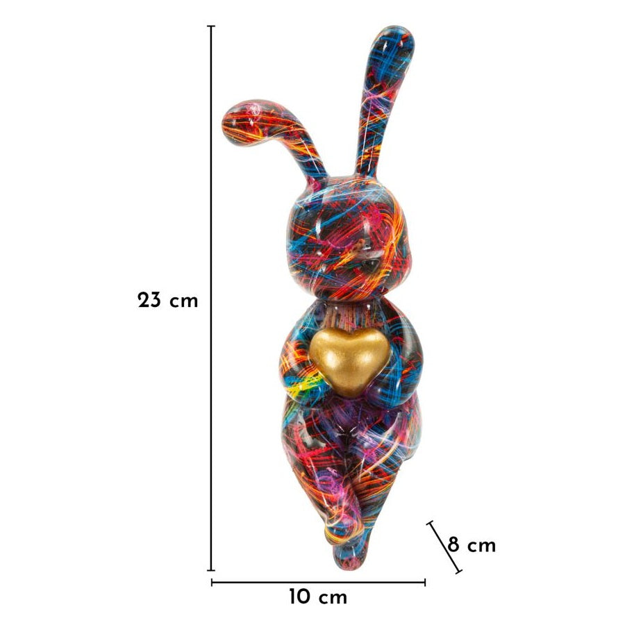 Coniglietto Psyco A 8x10x23 cm Scultura Decorativa Multicolore in Poliresina