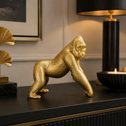 Statuetta Decorativa Gorilla Oro in Poliresina 24,3 x 13,9 x H22,8 cm