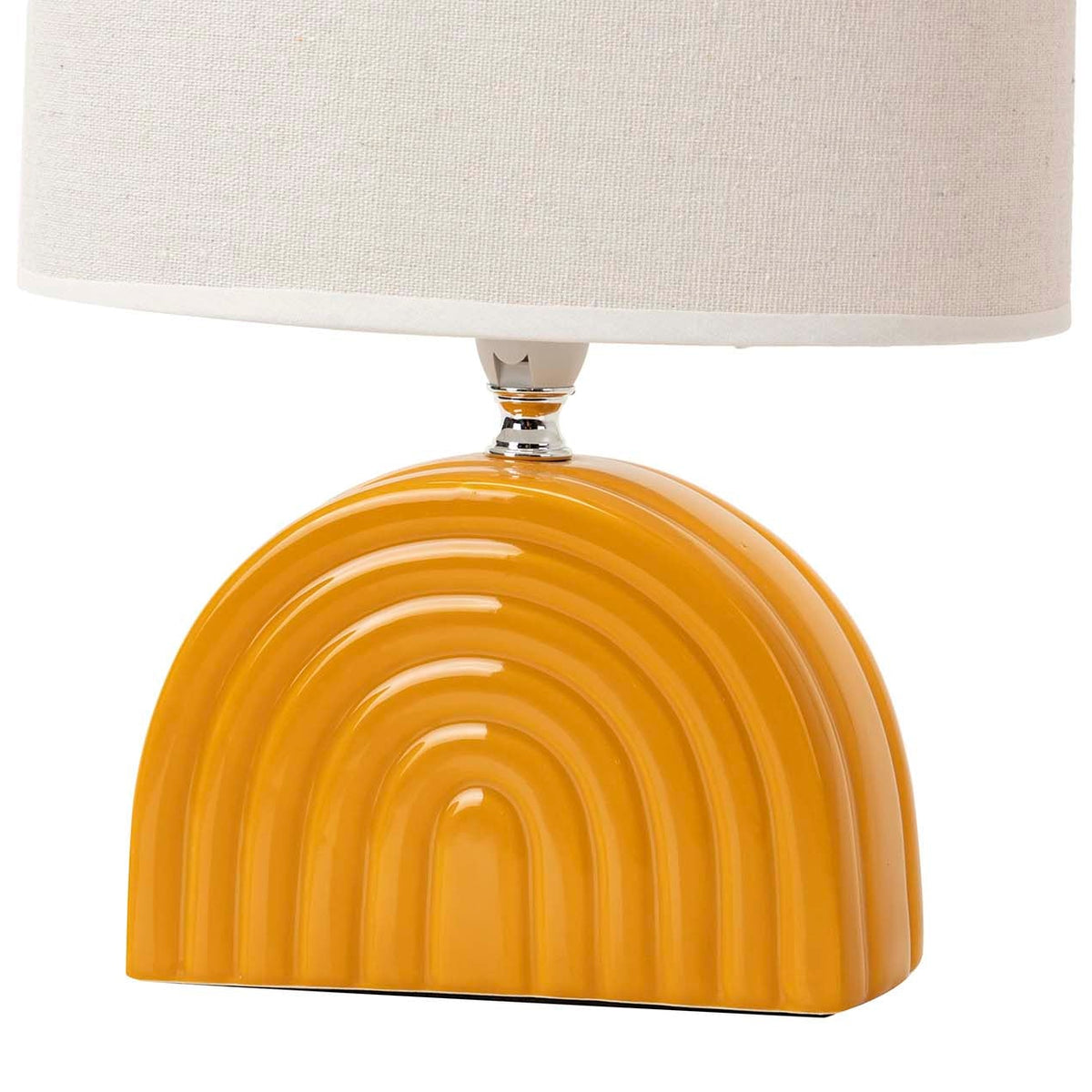Lampada da Tavolo in Ceramica Arancio 30 cm con Paralume Bianco