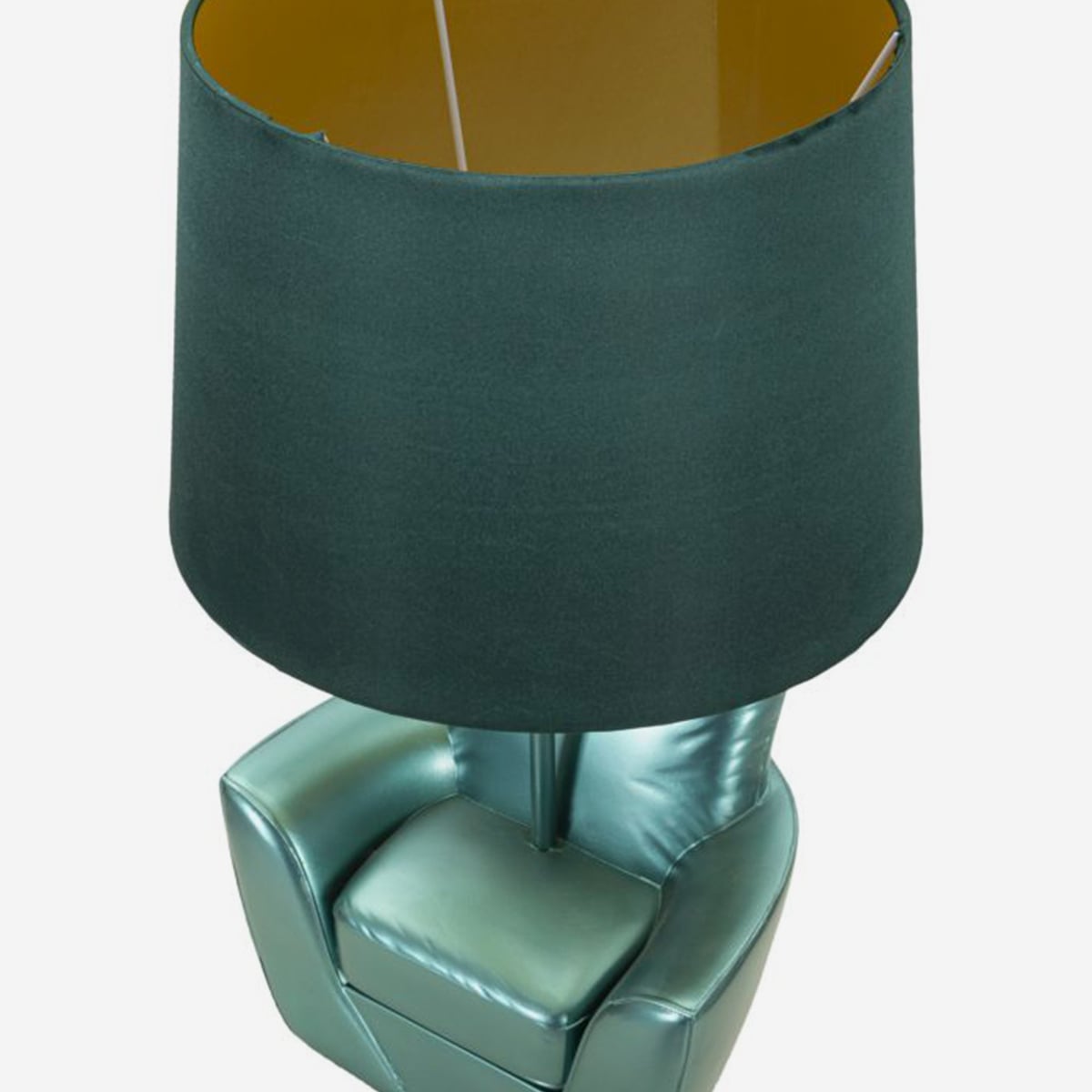 Lampada da Comodino Midcentury Turchese Ø26x43 cm con Base a Poltrona