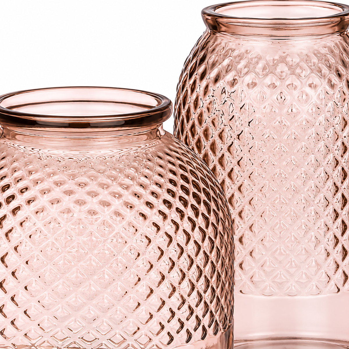 Vaso Decorativo in Vetro Rosa con Texture Avril