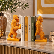 Set 2 Fermalibri Gorilla Arancione Sculture Decorative Design Pop