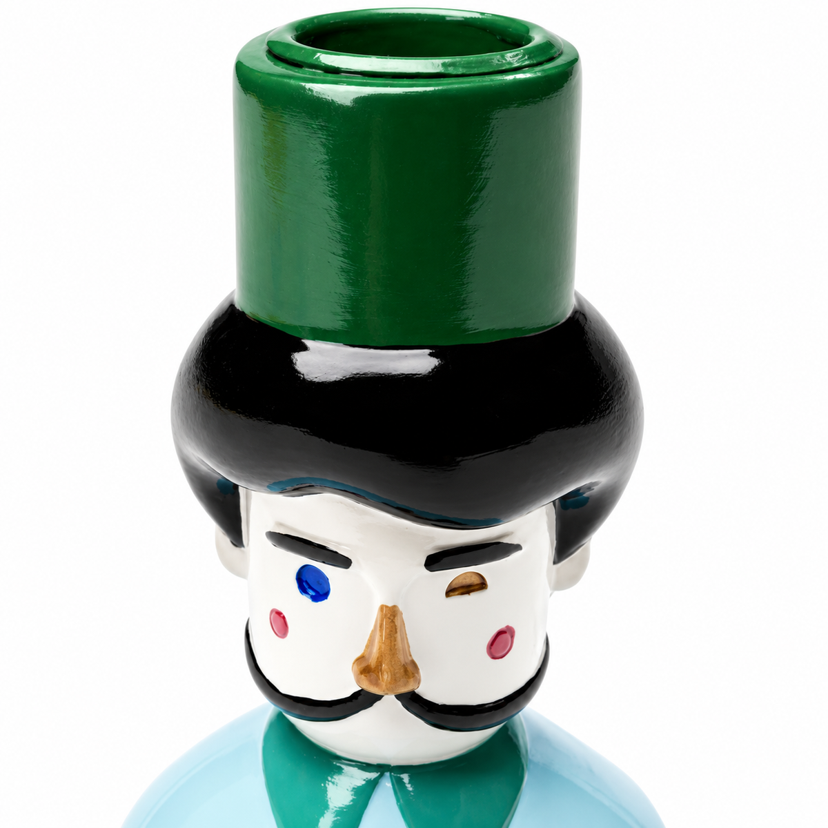 Portacandela Decorativo Marinaio Monsieur Mustache 16cm In Poliresina