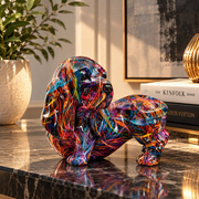Scultura Decorativa Bassotto Psyco Multicolore 20x14x16,5cm in Resina
