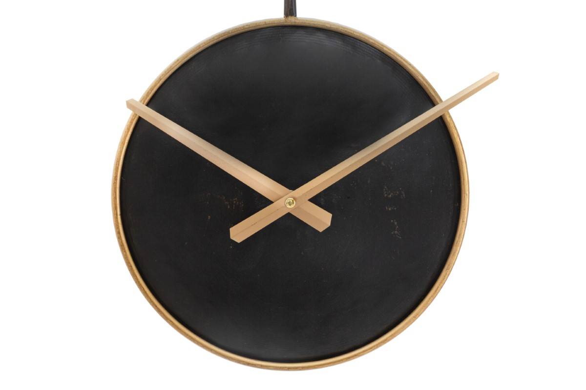 Orologio da Parete Pearl Nero e Oro in Metallo Ø61 cm Design Moderno