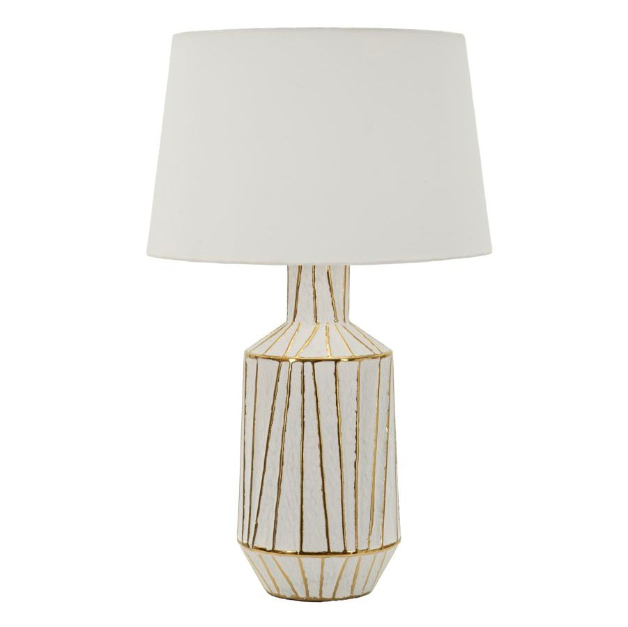 Lampada da Tavolo Tangeri Ø45x73 cm in Ceramica Bianca e Oro