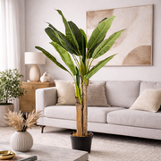 Pianta Banano Artificiale 135 cm con Vaso 14 Foglie Decorativa da Interno