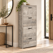 Scarpiera 4 Ante Rovere Platino 58x25x139 cm Portascarpe Salvaspazio