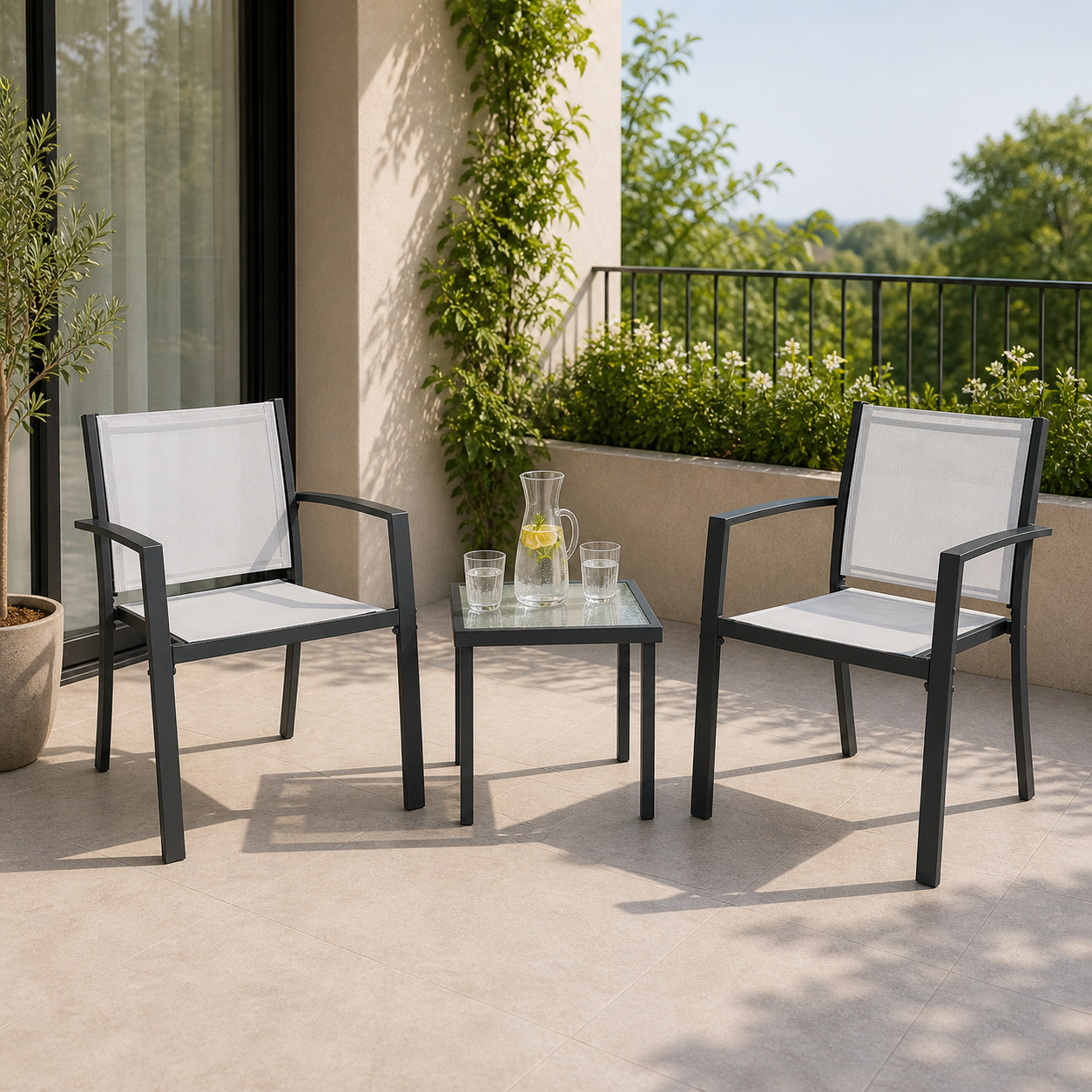 Set Salotto da Giardino 3 Pezzi Havana Acciaio Antracite/Grigio