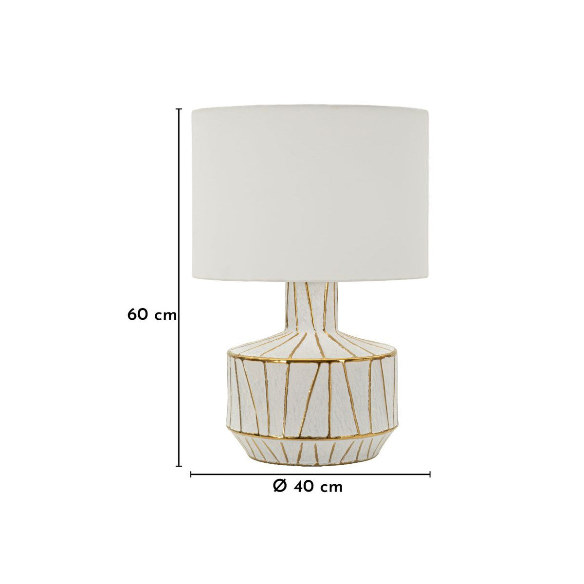 Lampada da Tavolo Tangeri Ø40x60 cm in Ceramica Bianca e Oro