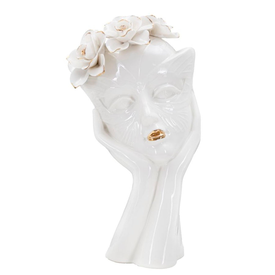 Vaso Decorativo Woman Mask in Porcellana Bianca H27,3 cm