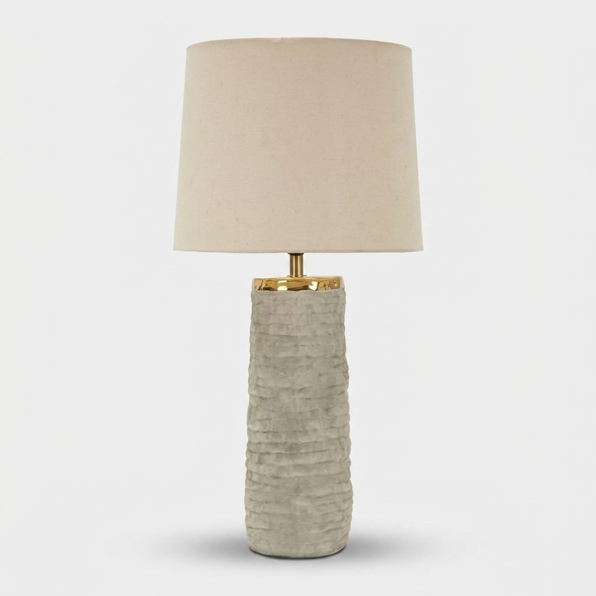 Lampada da Tavolo Lima Ø37x73 cm in Ceramica con Paralume in Tessuto
