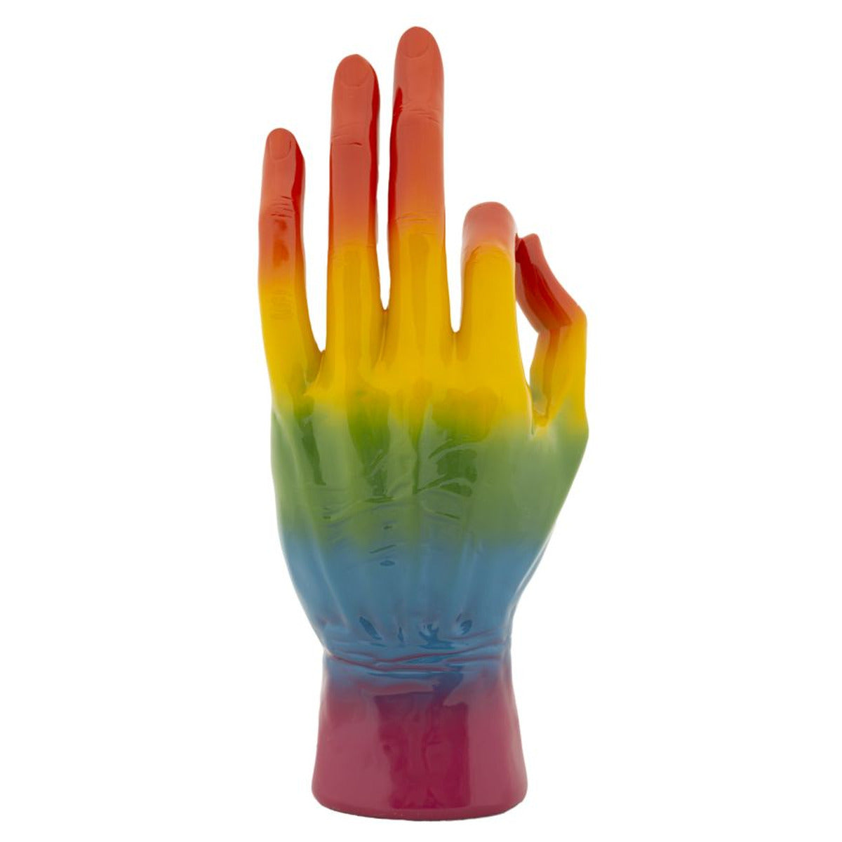 Mano Rainbow OK 16x10,5x36 cm Scultura Decorativa Multicolore in Poliresina