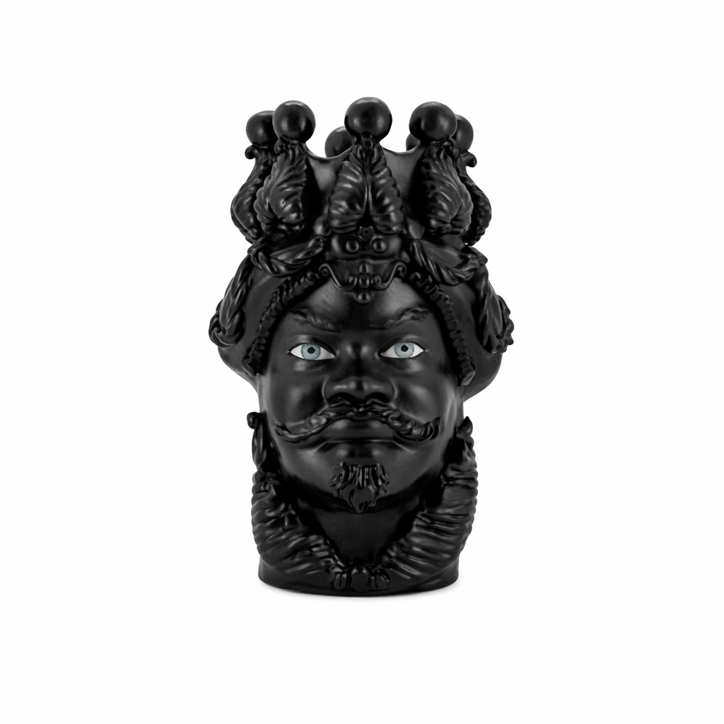 Testa di Moro in Ceramica Caltagirone Demetra Occhi Blu h48cm