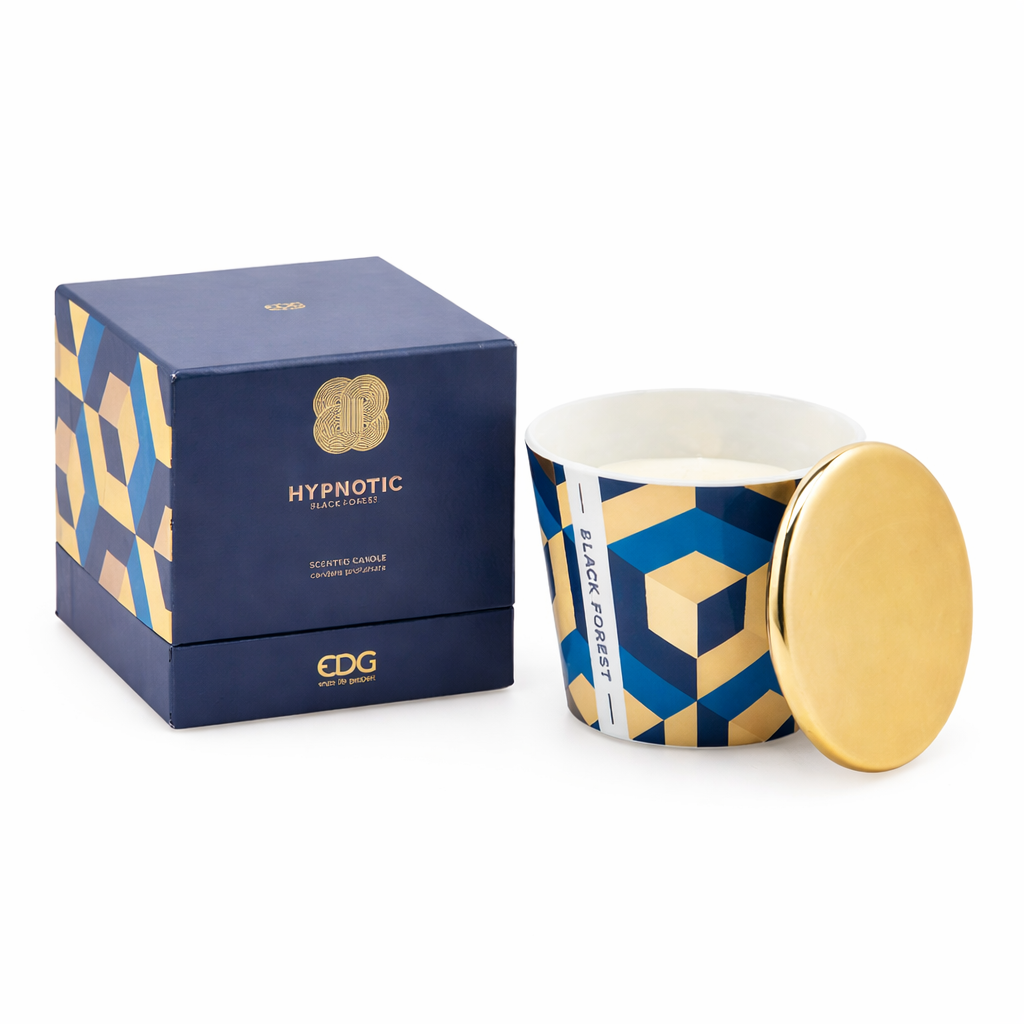 Candela Profumata Hypnotic con Vaso Decorato e Coperchio H 9cm 160 g