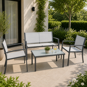 Set Salotto da Giardino 4 Pezzi Santiago Acciaio Antracite/Grigio