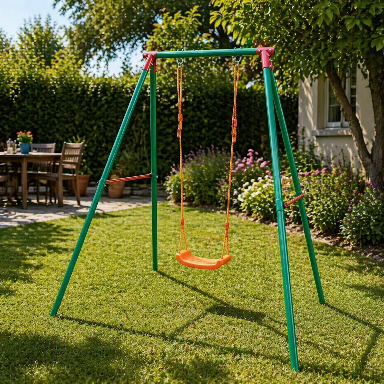 Altalena Singola da Giardino in Acciaio per Bambini 3–10 Anni