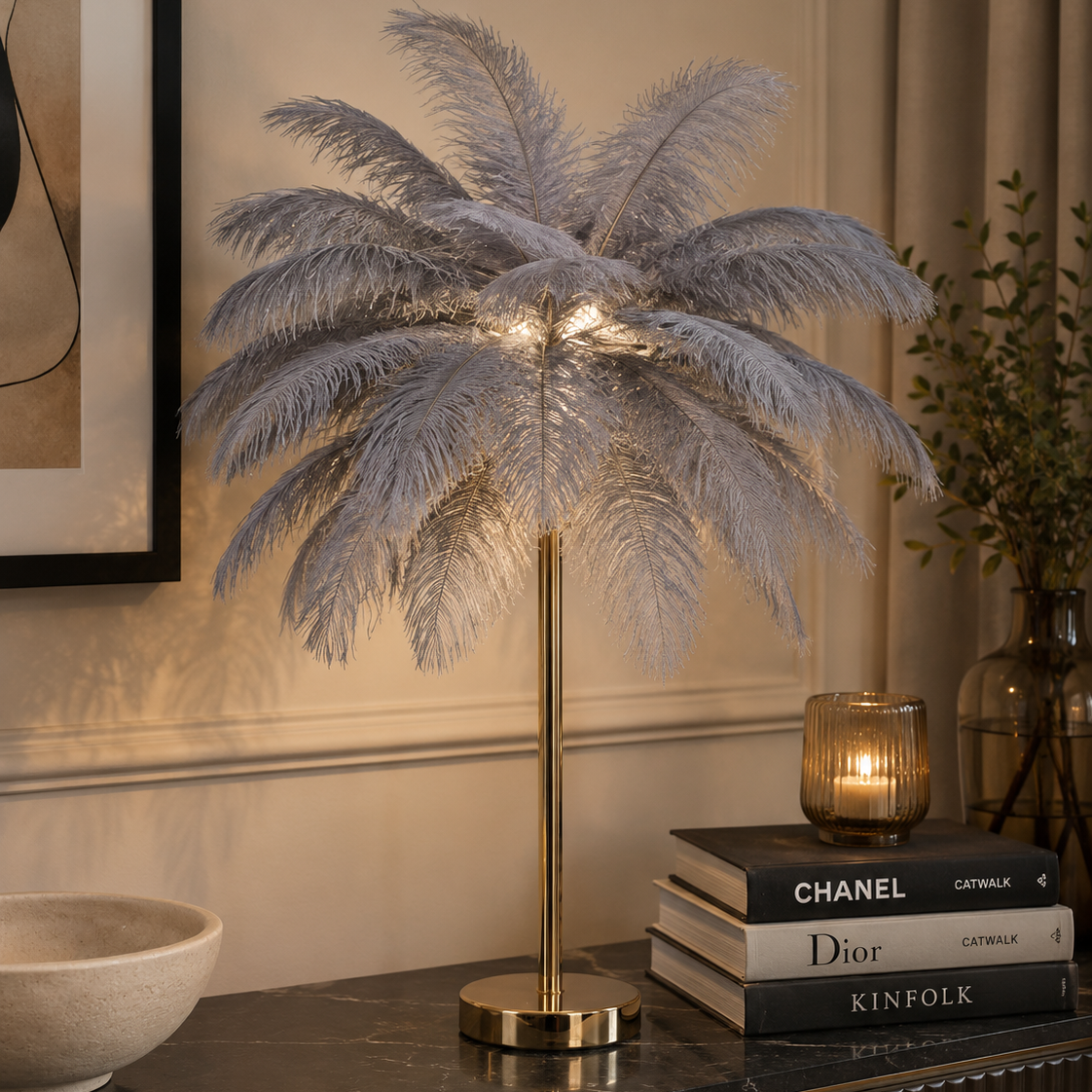Lampada da Tavolo Palm Grigia Ø55 x H60 cm