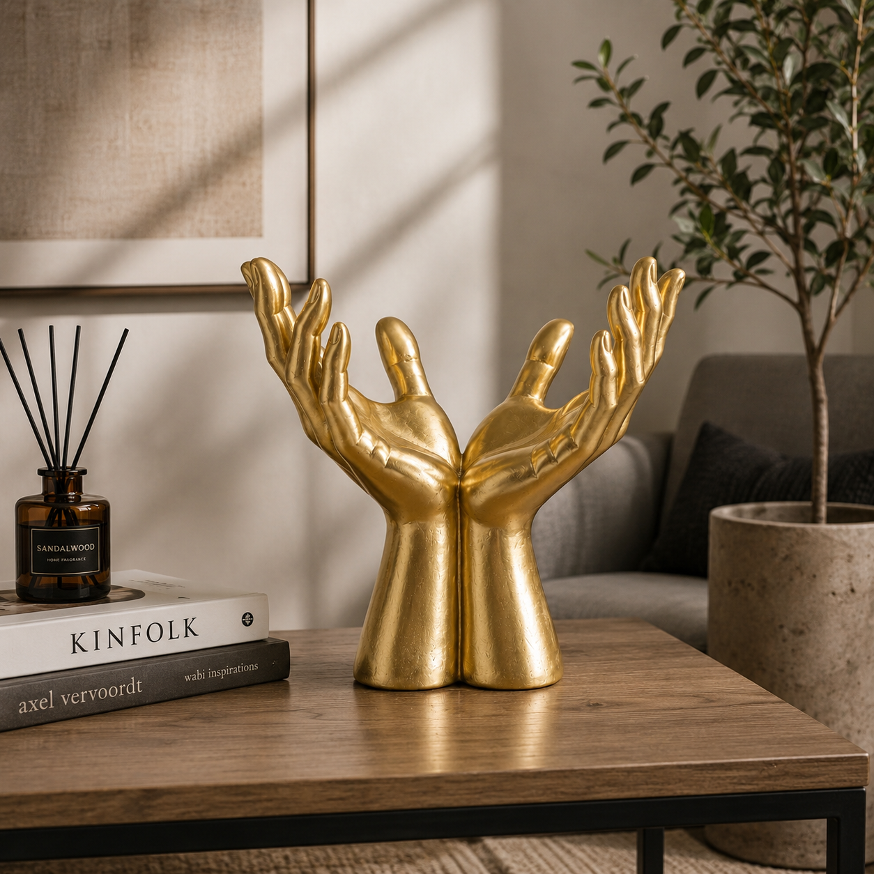 Oggetto Decorativo Mani Peace Oro 25x15x24 cm Scultura di Design