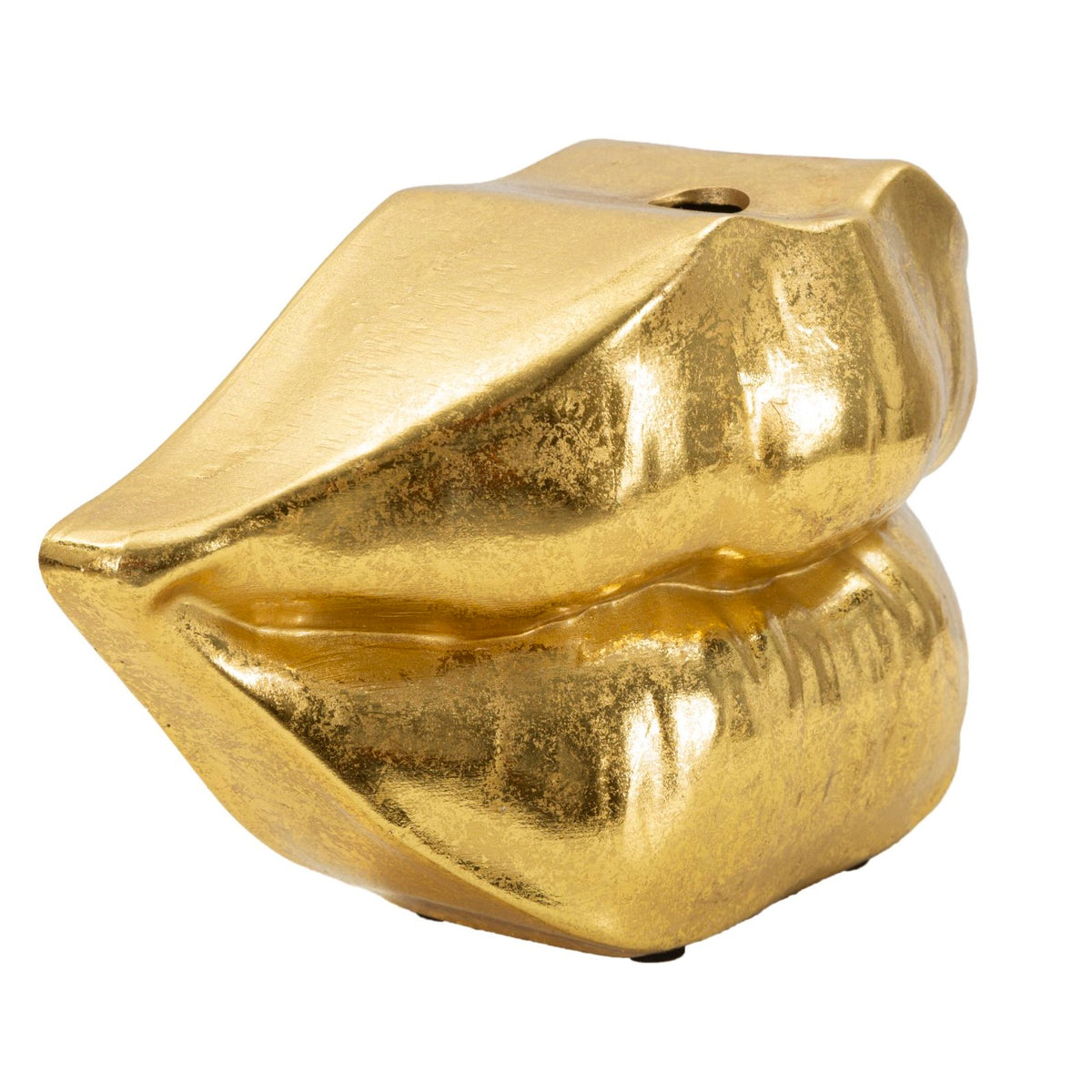 Vaso Decorativo Labbra Mouth Lip Oro in Resina 23 x 8 x H12 cm
