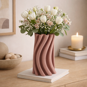 Vaso Design in Ceramica 3D Haylee Color Terracotta Stile Moderno