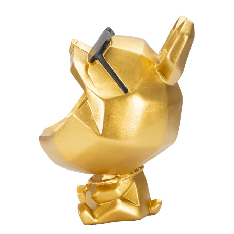 Svuotatasche Cane Nero e Oro Ø17 x H23,5 cm in Resina