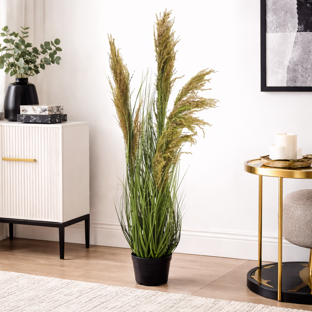 Pianta Artificiale Decorativa Pampas Verde con Vaso