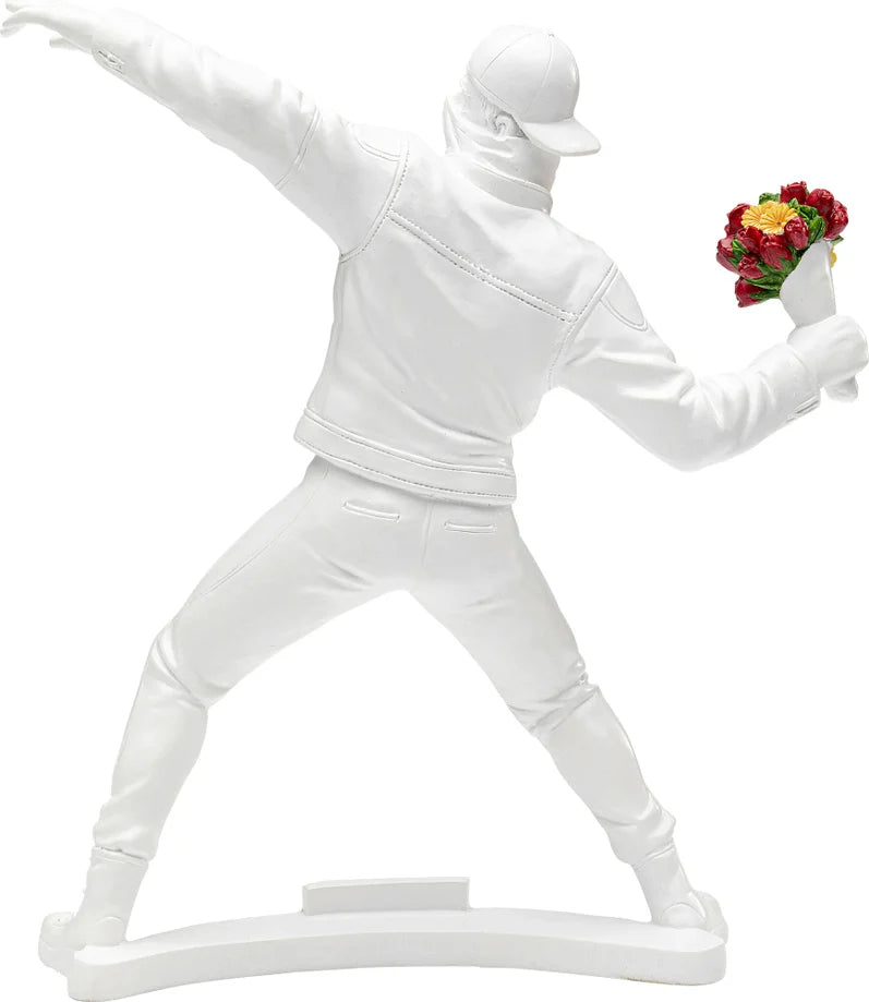 Statuetta Figura Decorativa Street Art Bouquet Bianco 27cm