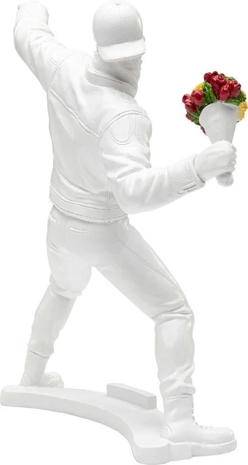 Statuetta Figura Decorativa Street Art Bouquet Bianco 27cm