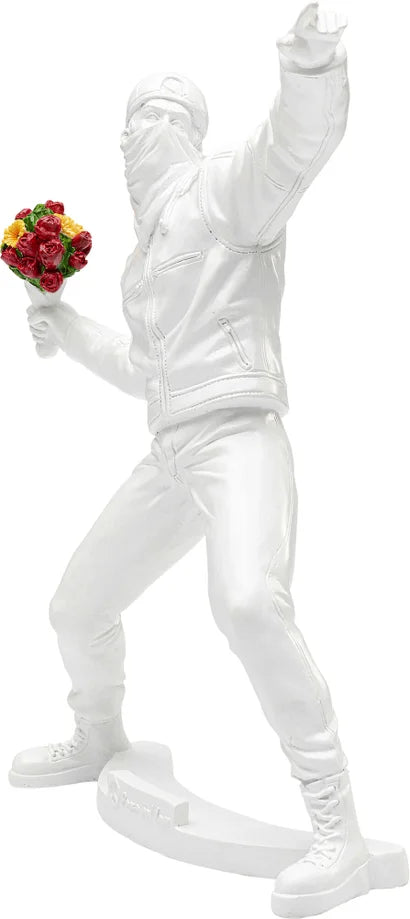 Statuetta Figura Decorativa Street Art Bouquet Bianco 27cm
