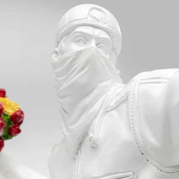 Statuetta Figura Decorativa Street Art Bouquet Bianco 27cm